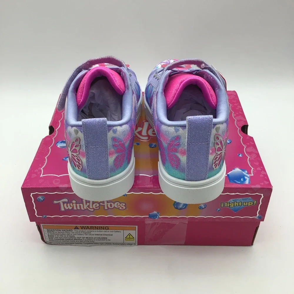 Skechers Twinkle Toes S Lights Butterfly Sky Lavender Kids Shoes Size 2 NEW